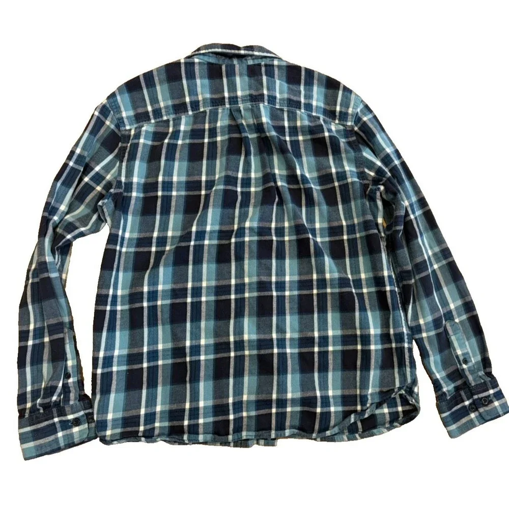 The North Face Shirt Men's Medium Blue Flannel Plaid Long Sleeve Button Front